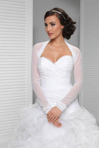 White Long Sleeve Weeding Bolero Jacket, Cheap New Style Bridal Jacket PFSW0012