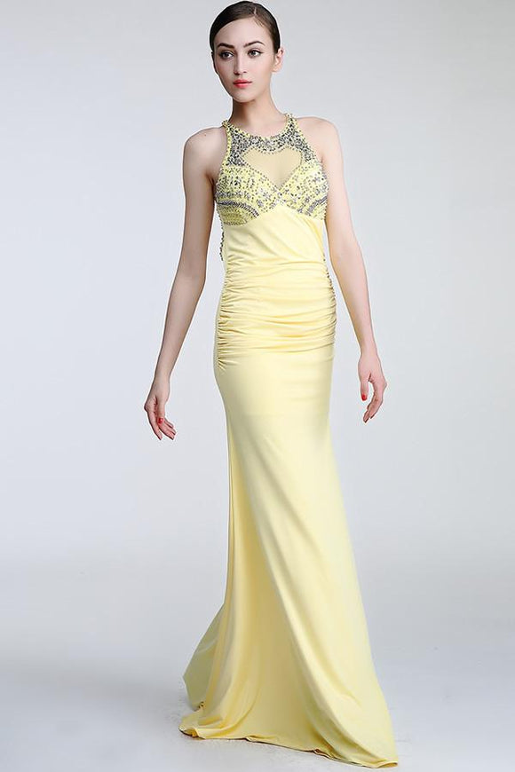Daffodil Long Beaded Open Back Prom Evening Dresses PFP1301