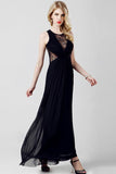 Elegant Chiffon Long Black Lace Simple Prom Dresses PFP1303