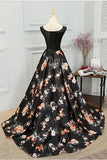 Stylish A Line Long Floral Printed Prom Dress,Formal Evening Dress PFP0415