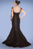 Black Long Sleeves Lace Mermaid Sheath Prom Dresses PFP1313