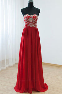 Empire Waist Red Backless Sexy Long Prom Evening Dress PFP1318