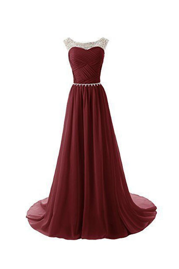 Cap Sleeves Chiffon Long Prom Evening Dresses PFP1331