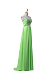 Sage Chiffon Long Beaded Empire Prom Evening Dresses PFP1335