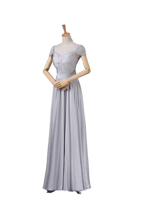 Modest Gray Chiffon Long Prom Dresses PFP1337