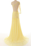 Lace Chiffon Daffodil Long Prom Dresses Evening Dresses PFP1342