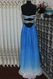 Gradient Ombre Chiffon Beaded Long Prom Dresses PFP1343