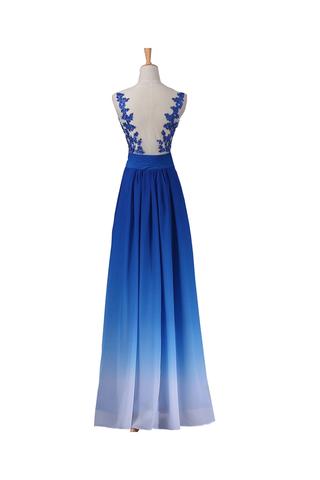 A-line Strapless Floor-Length Royal Blue Ombre Chiffon Long Prom Dress Promfast A-line Strapless Floor-Length Royal Blue Ombre Chiffon Long Prom Dress Promfast