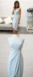 Elegant V Neck Sleeveless Light Blue Short Homecoming Dress,Cocktail Dresses PFH0117