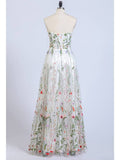 Gorgeous Strapless Formal Prom Dresses Elegant Lace Long Prom Dress PFP1363