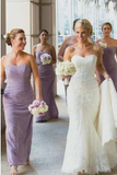 Sheath Sweetheart Floor-Length Lilac Ruched Chiffon Bridesmaid Dress PFB0152