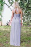 Fashion One-Shoulder A Line Floor-Length Open Back Lavender Chiffon Bridesmaid Dress PFB0025