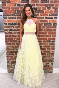 Princess Tulle A Line Appliques Long Prom Dress Party Dress PFP1401