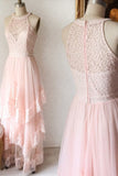 Princess Pink Lace Long Prom Dress Bridesmaid Dresses PFP1403