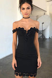 Sexy Sheath Off-the-Shoulder Short Black Homecoming Dress with Lace