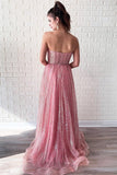 Sparking Sweetheart Long Pink Stunning Prom Dress PFP1421