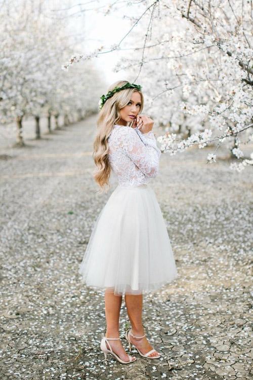 Off White Tulle Long Sleeve Lace Two Pieces Short Cheap Homecoming Dre Promfast Off White Tulle Long Sleeve Lace Two Pieces Short Cheap Homecoming Dre Promfast