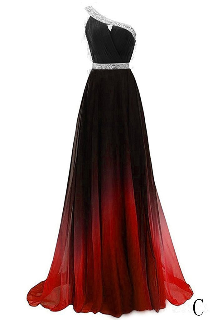 Cheap One Shoulder Ombre Beaded Long Evening Prom Dresses PFP1451  Promfast
