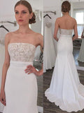 Simple Strapless Mermaid Long Wedding Dress with Sweep Train PFW0340