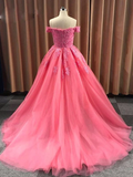 Promfast Ball Gown Sweetheart Cap Sleeve Lace Appliques Prom Dress PFP1915