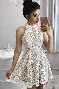 A-Line Lace Short Homecoming Dress, Sweet 16 Dresses PFH0167