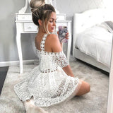 Cute A-Line White Lace Homecoming Dress,Short Prom Dresses PFH0178