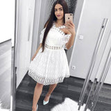 Cute A-Line White Lace Homecoming Dress,Short Prom Dresses PFH0178