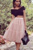 Two Piece Black And Pink Cheap Short A Line Tulle Homecoming Dress
