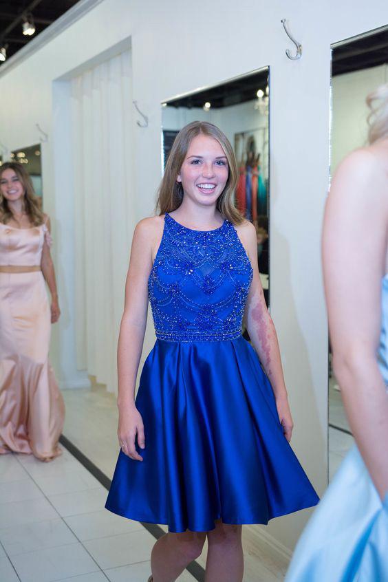 Royal Blue Short Prom Dress, Homecoming Dress For Graduation Party PFH0185
