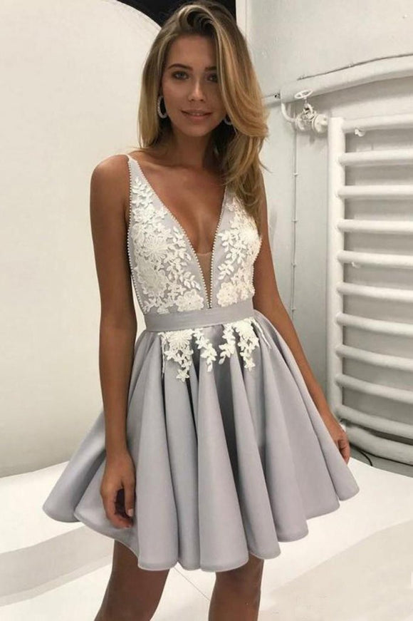 V Neck Short A Line Prom Dress,Sleeveless Lace Appliques Cheap Homecom Promfast V Neck Short A Line Prom Dress,Sleeveless Lace Appliques Cheap Homecom Promfast
