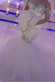 Elegant Mermaid Off the Shoulder Wedding Dress with Beads PFW0366