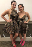 New Arrival Mini Leopard Print, Homecoming Dress, Sleeveless Short Prom Dress PFH0189
