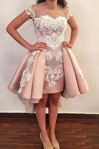 Lace Appliques Homecoming Dresses, Hi-Lo Short Prom Dress PFH0191