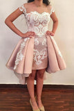 Lace Appliques Homecoming Dresses, Hi-Lo Short Prom Dress PFH0191