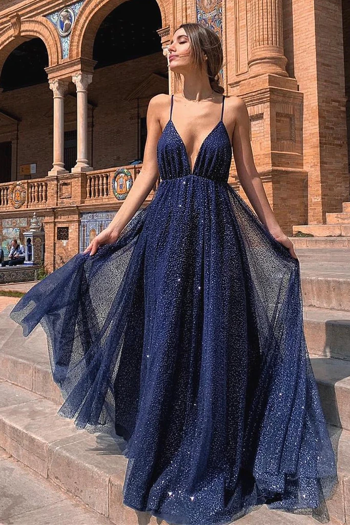 Maxi Dress A Line Dress With Slit Promfast Sparkle Backless Plunging  Neckline Sequin Long Prom Evening D