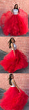 Charming Red Ball Gowns Organza Ruffle Sequin Top Prom Dresses PFP0057