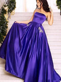 Gorgeous Strapless A-Line Purple Sleeveless Long Prom Dresses PFP1510