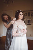 Charming V-neck Long Sleeve Top Lace Long Cheap Wedding Dresses PFW0375