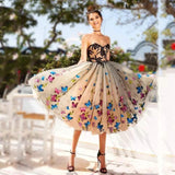 Sweetheart Butterfly Lace Tulle Knee length Ball Gown Homecoming Dress,Graduation Dresses PFH0145