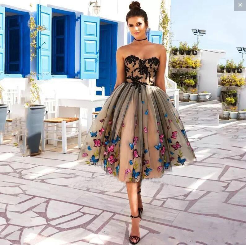 Sweetheart Butterfly Lace Tulle Knee length Ball Gown Homecoming Dress Promfast Sweetheart Butterfly Lace Tulle Knee length Ball Gown Homecoming Dress Promfast