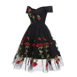 Charming Off the Shoulder Tulle Black Homecoming Dresses with Flowers PFH0236