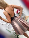 Stylish A Line V Neck Gray Short Homecoming Dresses With Appliques PFH0238