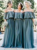Off the Shoulder Burgundy Bridesmaid Dresses Cheap Long Bridesmaid Dress PFB0119