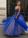 Strapless Royal Blue Prom Dresses Sweetheart Ball Gowns PFP1523