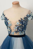 Gorgeous Blue Gradient Prom Dress with Appliques/Mesh PFP1527