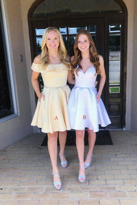 Cute Satin Short Prom Dress, A Line Simple Homecoming Dress With Pocke Promfast Cute Satin Short Prom Dress, A Line Simple Homecoming Dress With Pocke Promfast