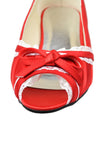 Beautiful Lace Red Peep Toe Handmade Wedding Shoes With Bow Knot PFWS0007
