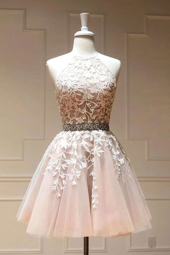Tulle Lace Short Prom Dress Beadeing A Line Homecoming Dress PFH0283