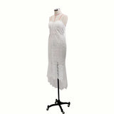Elegant Lace White Sheath Prom Dress, Lace Simple Wedding Dress PFP1544