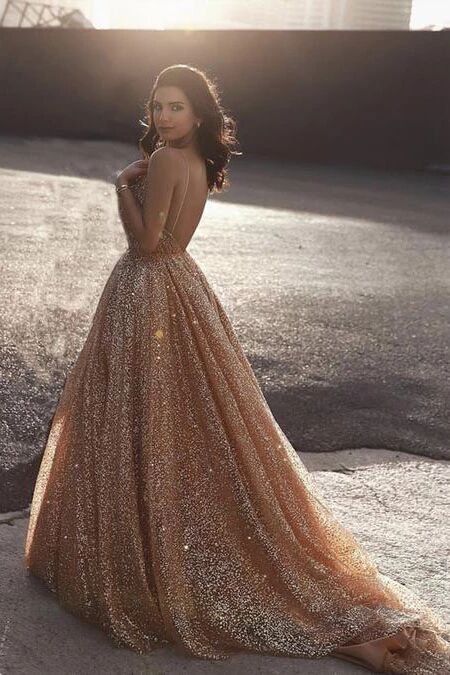 Sparkly A Line Elegant Long Prom Dress, Evening Party Dresses PFP1546